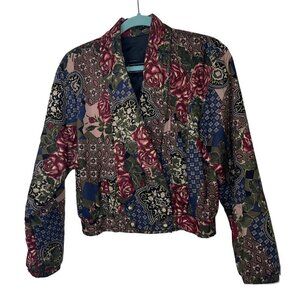 Carol Anderson Collection Vintage Womens Jacket Size L Multicolor Floral Cropped